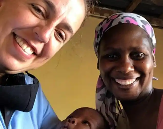 Two ladies and a young baby boy (all smiling).<br />
Sara-Banele-Nonto-Project Hope ECD. KZN